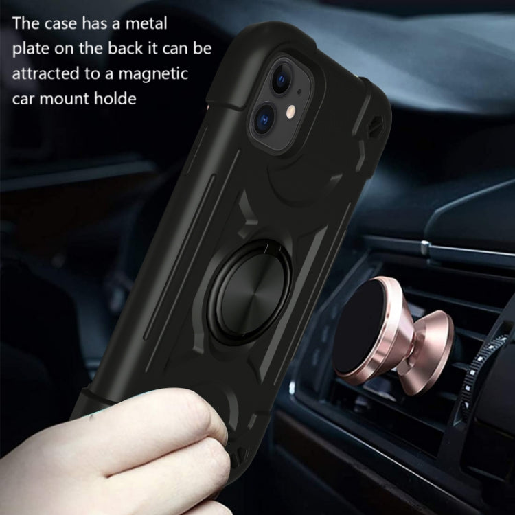 For iPhone 11 Shockproof Silicone + PC Protective Case with Dual-Ring Holder (Black) - iPhone 11 Cases by PMC TechLife | Online Shopping South Africa | PMC TechLife | Buy Now Pay Later Mobicred