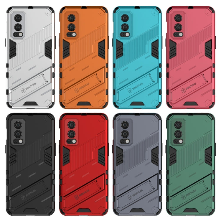 For OnePlus Nord 2 5G Punk Armor 2 in 1 PC + TPU Shockproof Case with Invisible Holder(Black) - OnePlus Cases by PMC TechLife | Online Shopping South Africa | PMC TechLife | Buy Now Pay Later Mobicred