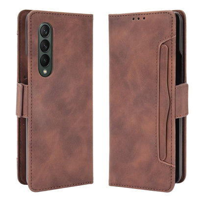 For Samsung Galaxy Z Fold3 5G Skin Feel Calf Pattern Horizontal Flip Leather Case with Holder & Card Slots & Photo Frame(Brown) - Galaxy Phone Cases by GKK | Online Shopping South Africa | PMC Jewellery | Buy Now Pay Later Mobicred