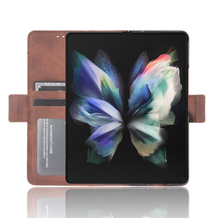 For Samsung Galaxy Z Fold3 5G Skin Feel Calf Pattern Horizontal Flip Leather Case with Holder & Card Slots & Photo Frame(Brown) - Galaxy Phone Cases by GKK | Online Shopping South Africa | PMC Jewellery | Buy Now Pay Later Mobicred