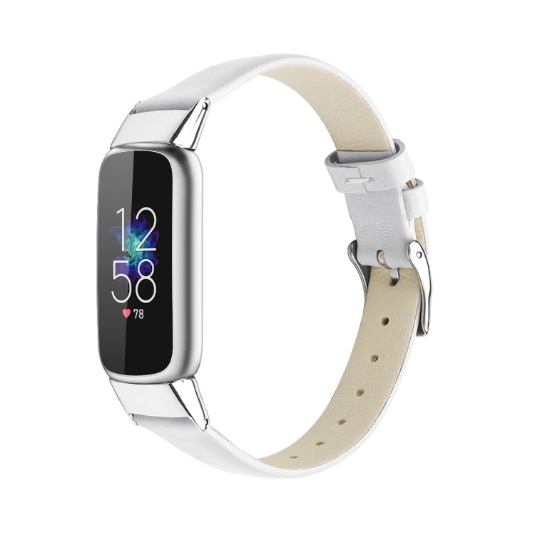 For Fitbit Luxe Leather Watch Band, Size:S(White) - Watch Bands by PMC TechLife | Online Shopping South Africa | PMC TechLife | Buy Now Pay Later Mobicred
