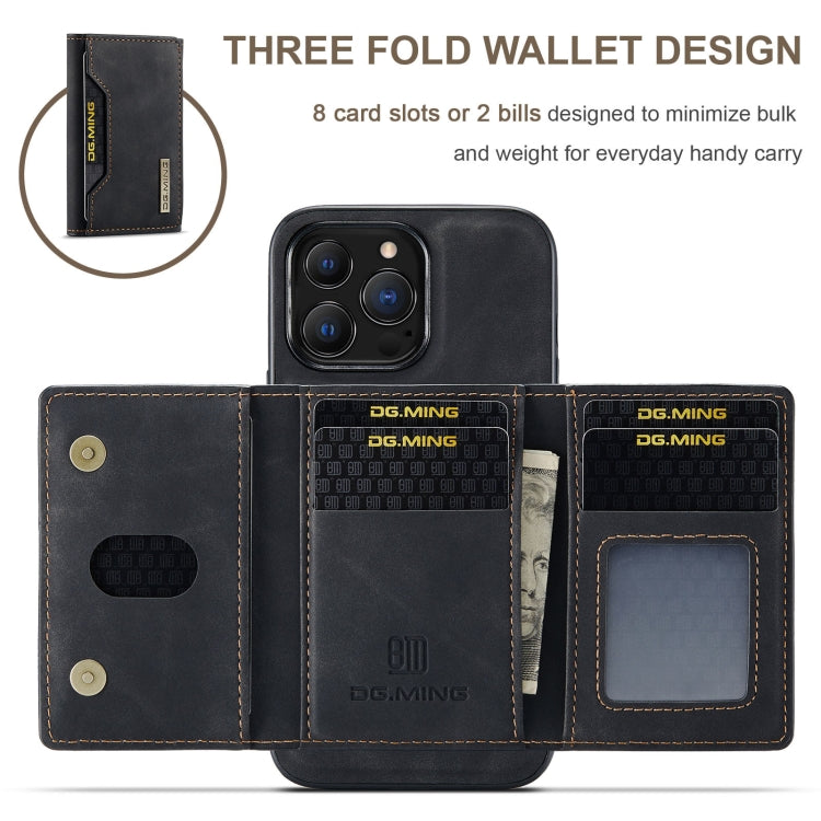 For iPhone 13 Pro DG.MING M2 Series 3-Fold Card Bag Shockproof Case with Wallet & Holder Function (Black) - iPhone 13 Pro Cases by DG.MING | Online Shopping South Africa | PMC Jewellery | Buy Now Pay Later Mobicred