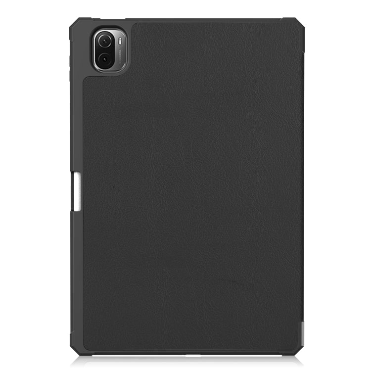 For Xiaomi Pad 5 / 5 Pro Custer Texture Horizontal Flip Leather Case with Three-folding Holder & Sleep / Wake-up Function(Black) - More Tablet Cases by PMC TechLife | Online Shopping South Africa | PMC TechLife