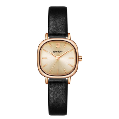 SANDA P1098 Simple Bar Scale Oval Dial Quartz Watch for Women(Belt Black) - Metal Strap Watches by SANDA | Online Shopping South Africa | PMC Jewellery | Buy Now Pay Later Mobicred