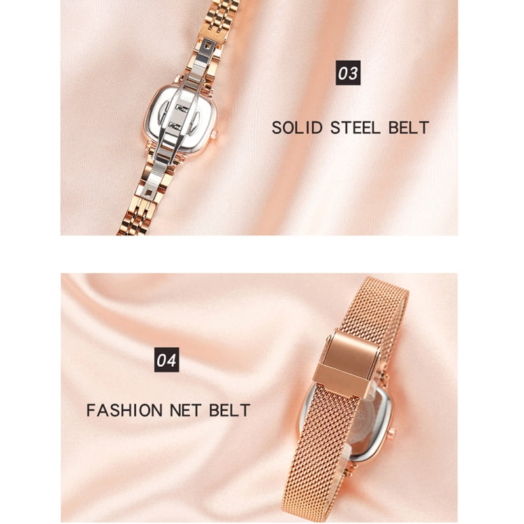 SANDA P1098 Simple Bar Scale Oval Dial Quartz Watch for Women(Mesh Belt Rose Gold) - Metal Strap Watches by SANDA | Online Shopping South Africa | PMC Jewellery | Buy Now Pay Later Mobicred