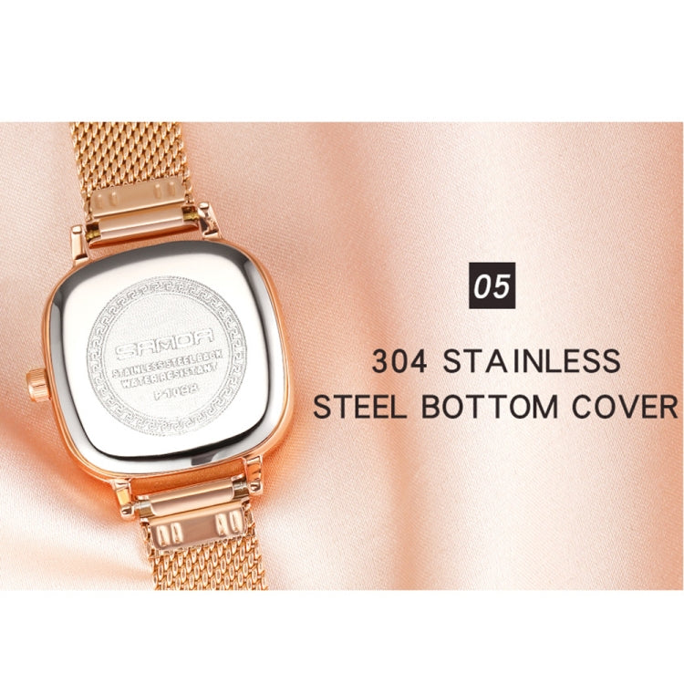 SANDA P1098 Simple Bar Scale Oval Dial Quartz Watch for Women(Mesh Belt Rose Gold) - Metal Strap Watches by SANDA | Online Shopping South Africa | PMC Jewellery | Buy Now Pay Later Mobicred