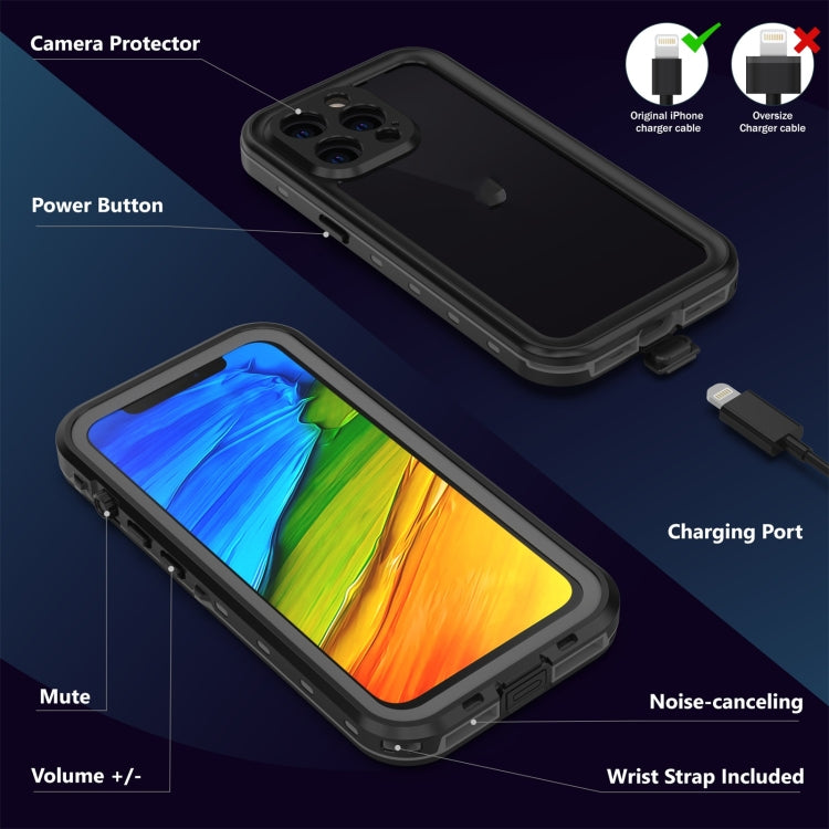 For iPhone 13 Pro RedPepper Transparent Dot Shockproof Waterproof PC + TPU Protective Case (Black) - iPhone 13 Pro Cases by RedPepper | Online Shopping South Africa | PMC TechLife | Buy Now Pay Later Mobicred