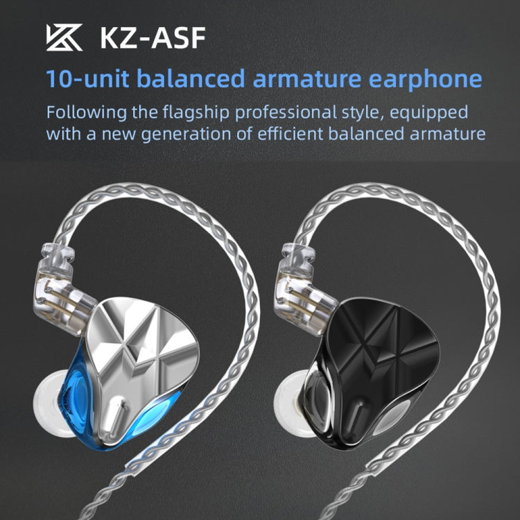 KZ ASF 10-unit Balance Armature Monitor HiFi In-Ear Wired Earphone No Mic(Black) - In Ear Wired Earphone by KZ | Online Shopping South Africa | PMC Jewellery