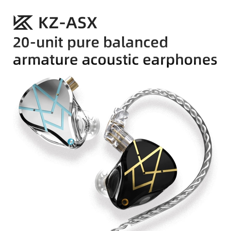 KZ ASX 20-unit Balance Armature Monitor HiFi In-Ear Wired Earphone With Mic(Black) - In Ear Wired Earphone by KZ | Online Shopping South Africa | PMC Jewellery