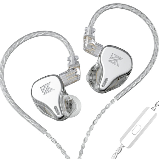 KZ DQ6 3-unit Dynamic HiFi In-Ear Wired Earphone With Mic(Silver) - In Ear Wired Earphone by KZ | Online Shopping South Africa | PMC Jewellery