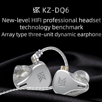 KZ DQ6 3-unit Dynamic HiFi In-Ear Wired Earphone With Mic(Silver) - In Ear Wired Earphone by KZ | Online Shopping South Africa | PMC Jewellery | Buy Now Pay Later Mobicred