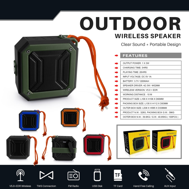 New Rixing NR-103 Mini TWS Bluetooth Speaker with Lanyard(Red) - free shipping - PMC TechLife - Order now!