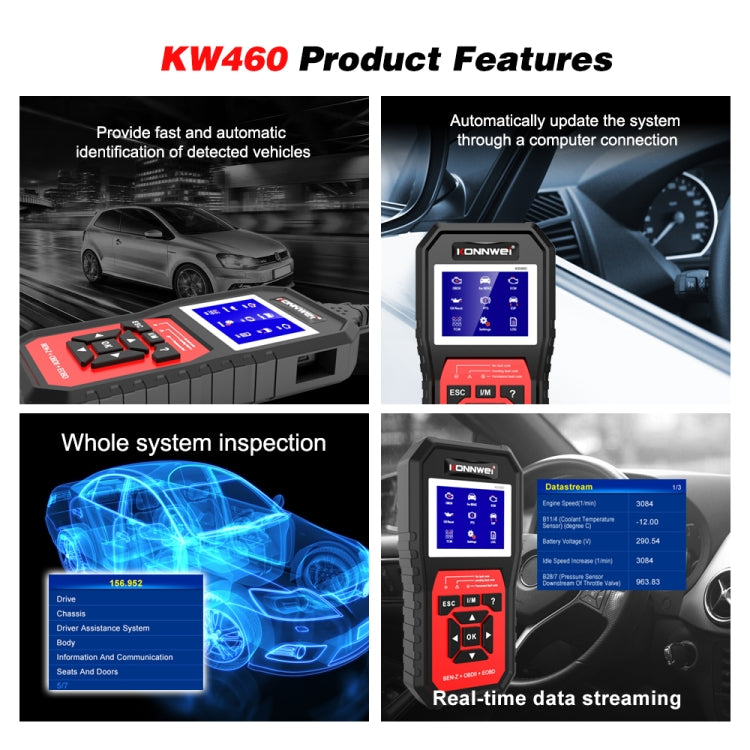 KONNWEI KW460 Car 2.8 inch 12V Lead-acid Battery Tester Fault Diagnosis Instrument - Code Readers & Scan Tools by KONNWEI | Online Shopping South Africa | PMC Jewellery | Buy Now Pay Later Mobicred