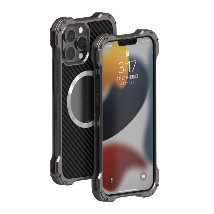 For iPhone 13 Pro Max R-JUST RJ51 Hollow Shockproof Metal Protective Case (Dark Grey) - free shipping - PMC TechLife - Order now!