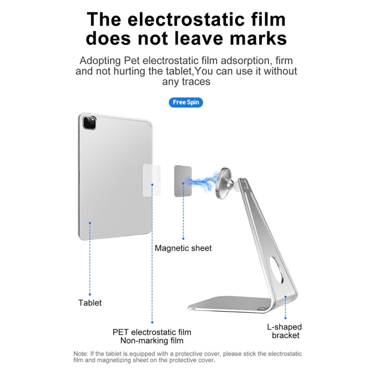 R-JUST PB01 L-shaped Magnetic Rotatable Aluminum Alloy Mobile Phones Tablets Holder(Silver) - Desktop Holder by R-JUST | Online Shopping South Africa | PMC Jewellery | Buy Now Pay Later Mobicred