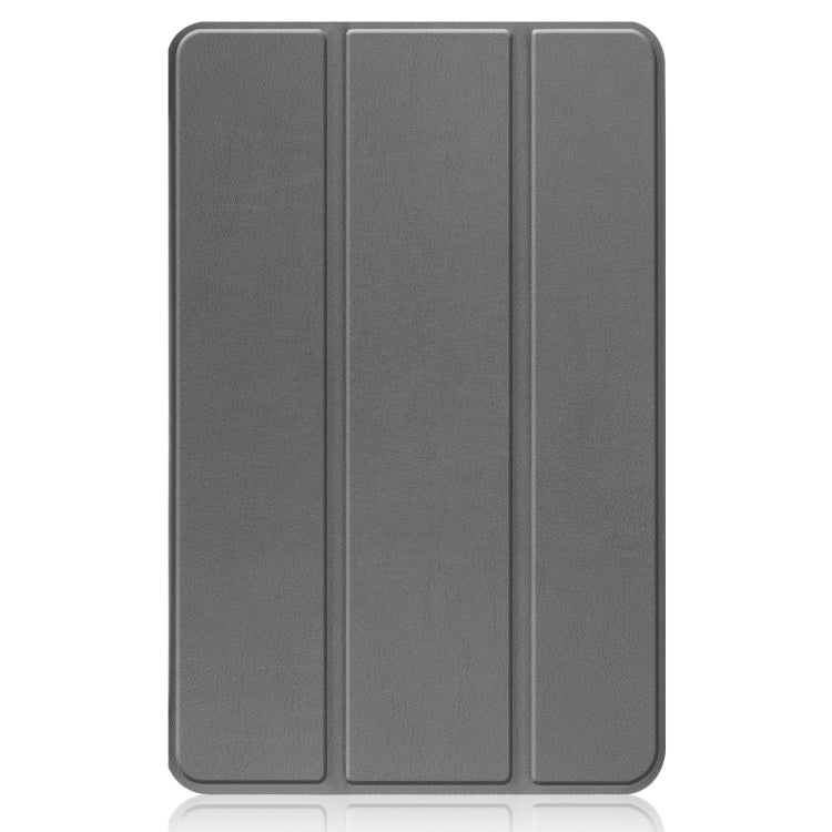 For Nokia T20 Three-folding Holder Custer Texture Leather Tablet Case(Grey) - Nokia by PMC TechLife | Online Shopping South Africa | PMC TechLife | Buy Now Pay Later Mobicred