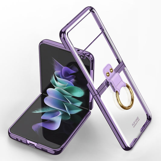 For Samsung Galaxy Z Flip3 5G GKK Phantom Electroplating Phone Case with Ring(Purple) - Galaxy Phone Cases by GKK | Online Shopping South Africa | PMC Jewellery | Buy Now Pay Later Mobicred