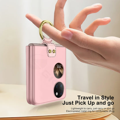 For Huawei P50 Pocket GKK Ultra-thin Full Coverage Phone Case with Ring(Pink) - Huawei Cases by GKK | Online Shopping South Africa | PMC Jewellery