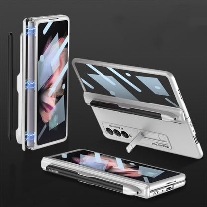 For Samsung Galaxy Z Fold3 5G GKK Integrated Magnetic Full Coverage Phone Flip Case with Pen Slot(Silver) - Galaxy Phone Cases by GKK | Online Shopping South Africa | PMC Jewellery | Buy Now Pay Later Mobicred