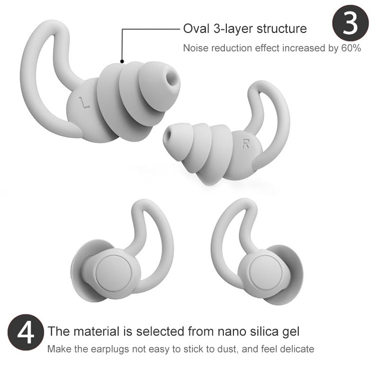 iMeBoBo A1 Shark Fin Version Nano Silicone Sleeping Noise Reduction Earplugs, Style:Three Layer(Black) - Anti-dust & Ear Caps by PMC TechLife | Online Shopping South Africa | PMC TechLife