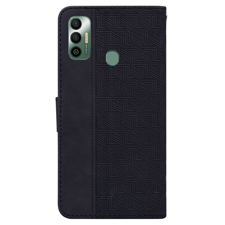 For Tecno Spark 7 Geometric Embossed Leather Phone Case(Black) - Tecno Cases by PMC TechLife | Online Shopping South Africa | PMC TechLife | Buy Now Pay Later Mobicred