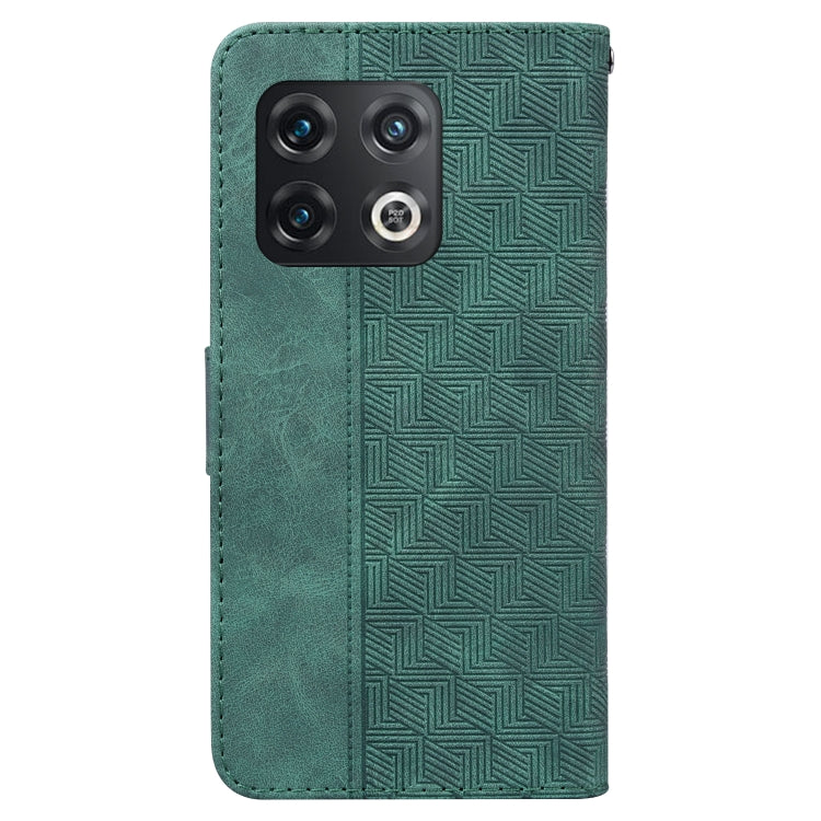 For OnePlus 10 Pro 5G Geometric Embossed Leather Phone Case(Green) - OnePlus Cases by PMC TechLife | Online Shopping South Africa | PMC TechLife | Buy Now Pay Later Mobicred