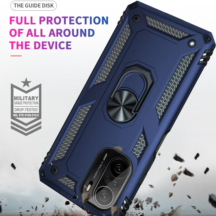 For Xiaomi Poco F3 Shockproof TPU + PC Phone Case with 360 Degree Rotating Holder(Blue) - Xiaomi Cases by PMC TechLife | Online Shopping South Africa | PMC TechLife | Buy Now Pay Later Mobicred