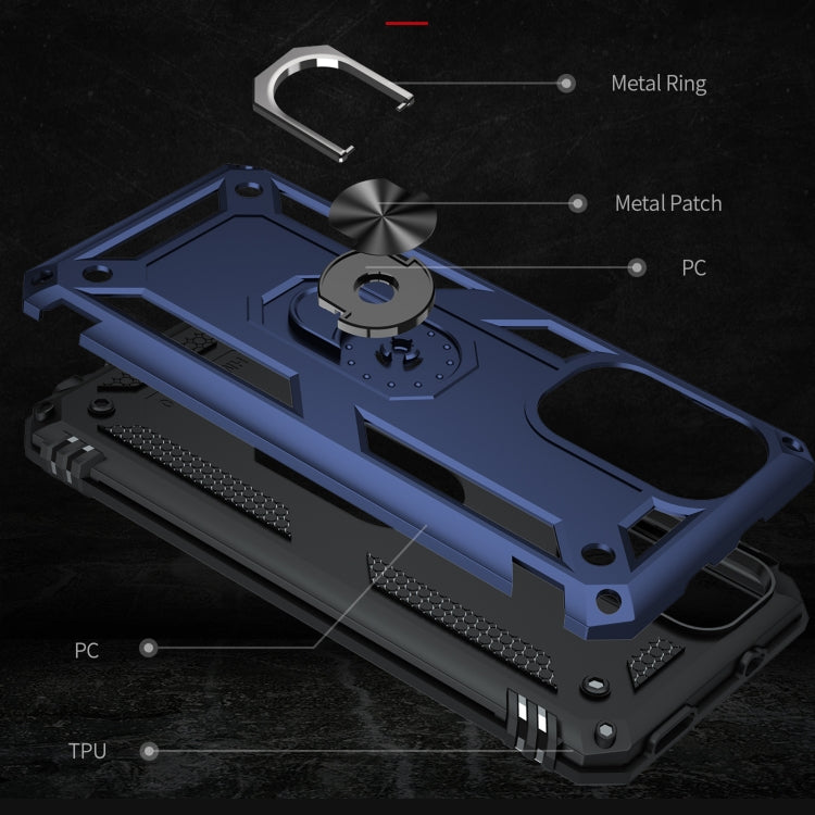 For Xiaomi Poco F3 Shockproof TPU + PC Phone Case with 360 Degree Rotating Holder(Blue) - Xiaomi Cases by PMC TechLife | Online Shopping South Africa | PMC TechLife | Buy Now Pay Later Mobicred