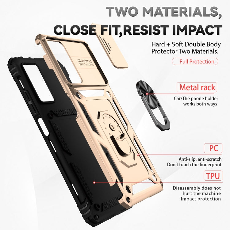 For Xiaomi Redmi Note 11 Pro Global Sliding Camshield Holder Phone Case(Gold) - Redmi Note 11 Pro Case by PMC Jewellery | Online Shopping South Africa | PMC Jewellery