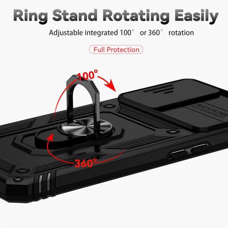 For OPPO A16 Sliding Camshield Holder Phone Case(Black) - OPPO Cases by PMC TechLife | Online Shopping South Africa | PMC TechLife