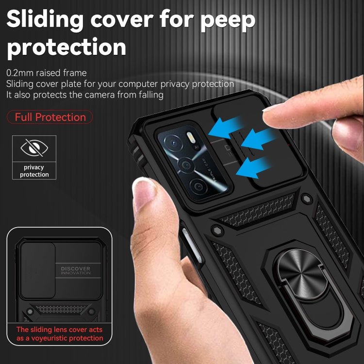 For OPPO A16 Sliding Camshield Holder Phone Case(Black) - OPPO Cases by PMC TechLife | Online Shopping South Africa | PMC TechLife