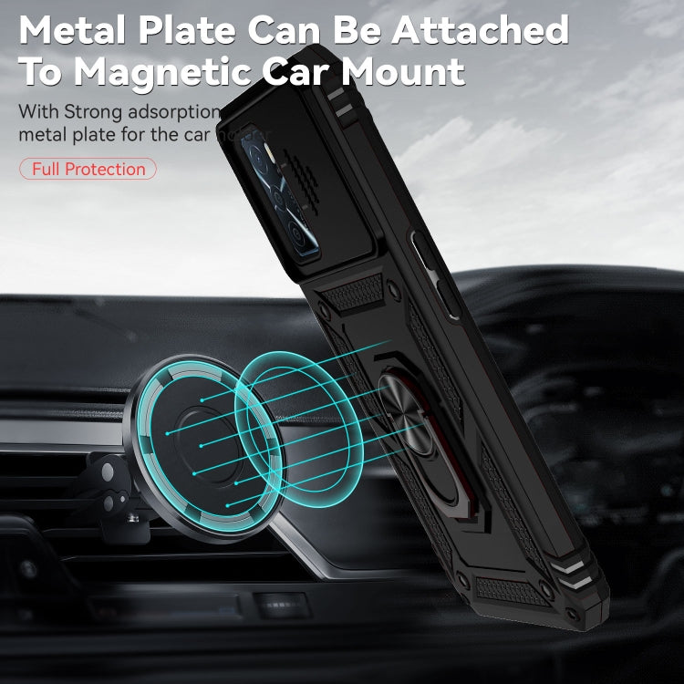 For OPPO A16 Sliding Camshield Holder Phone Case(Black) - OPPO Cases by PMC TechLife | Online Shopping South Africa | PMC TechLife