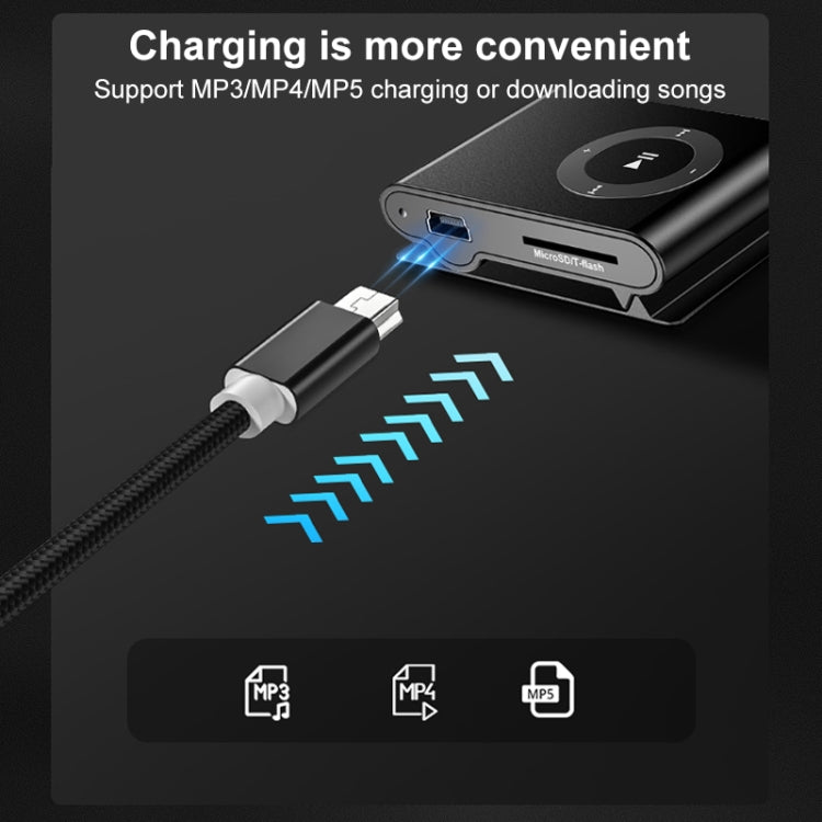5 PCS Mini USB to USB A Woven Data / Charge Cable for MP3, Camera, Car DVR, Length:1.5m(Black) -  by PMC TechLife | Online Shopping South Africa | PMC TechLife | Buy Now Pay Later Mobicred