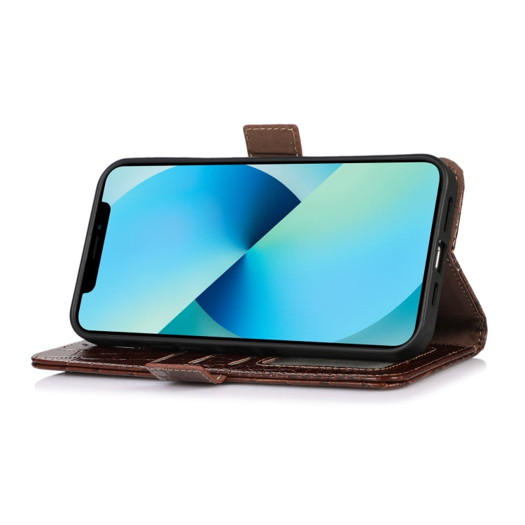 For Xiaomi Redmi K40S Crocodile Top Layer Cowhide Leather Phone Case(Brown) - Xiaomi Cases by PMC TechLife | Online Shopping South Africa | PMC TechLife