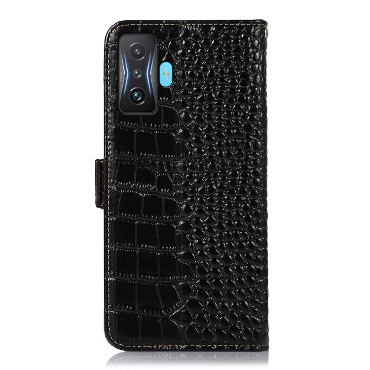 For Xiaomi Redmi K50 Gaming Crocodile Top Layer Cowhide Leather Phone Case(Black) - Xiaomi Cases by PMC TechLife | Online Shopping South Africa | PMC TechLife