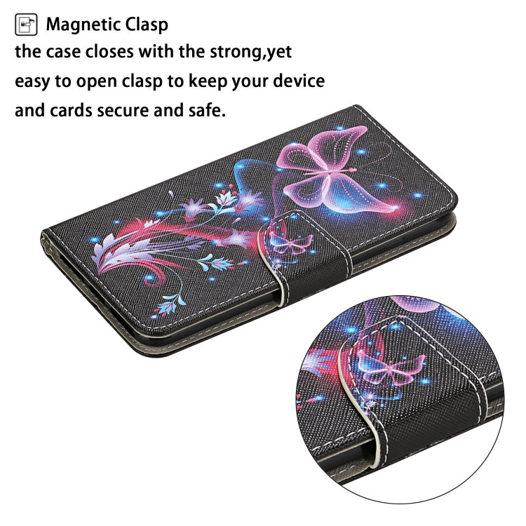 For Samsung Galaxy A13 4G Colored Drawing Pattern Flip Leather Case(Fluorescent Butterfly) - Galaxy Phone Cases by PMC TechLife | Online Shopping South Africa | PMC TechLife