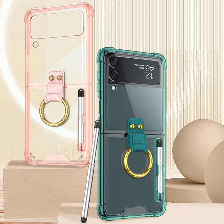 For Samsung Galaxy Z Flip3 5G GKK Shockproof Airbag Phone Case with Ring Holder & Stylus Pen(Transparent) - Galaxy Phone Cases by GKK | Online Shopping South Africa | PMC Jewellery | Buy Now Pay Later Mobicred