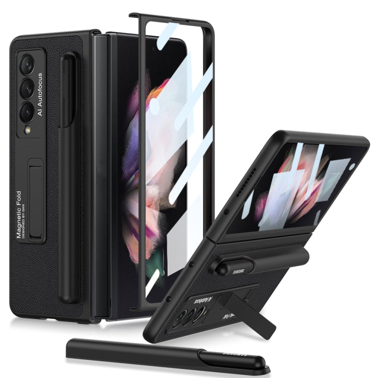 For Samsung Galaxy Z Fold3 5G GKK Ultra-thin Shockproof Leather Protective Case with Holder & Pen Slots(Black) - Galaxy Phone Cases by GKK | Online Shopping South Africa | PMC Jewellery