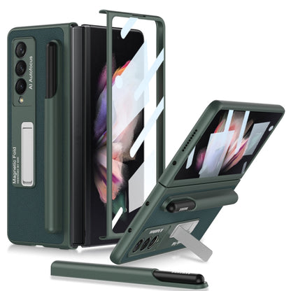 For Samsung Galaxy Z Fold3 5G GKK Ultra-thin Shockproof Leather Protective Case with Holder & Pen Slots(Dark Night Green) - Galaxy Phone Cases by GKK | Online Shopping South Africa | PMC Jewellery | Buy Now Pay Later Mobicred