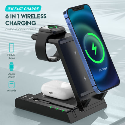 D2 15W Max 6 in 1 Multifunction Fast Wireless Charger Holder(Black) -  by PMC Jewellery | Online Shopping South Africa | PMC Jewellery