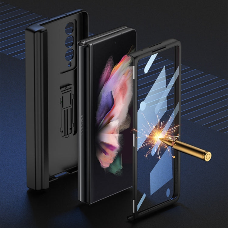 For Samsung Galaxy Z Fold3 5G GKK Magnetic Hinge Plain Leather Phone Flip Case with Pen Box(Black) - Galaxy Phone Cases by GKK | Online Shopping South Africa | PMC Jewellery