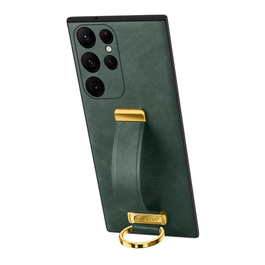 For Samsung Galaxy S22 Ultra 5G SULADA Cool Series PC + Leather Texture Skin Feel Shockproof Phone Case(Green) - Galaxy S22 Ultra 5G Cases by SULADA | Online Shopping South Africa | PMC Jewellery