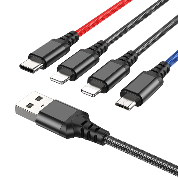 hoco X76 4 in 1 2A Dual 8 Pin + USB-C / Type-C + Micro USB Super Charging Cable,Length: 1m(Multicolor) - Multifunction Cable by hoco | Online Shopping South Africa | PMC Jewellery
