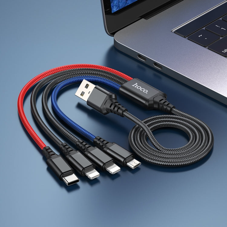 hoco X76 4 in 1 2A Dual 8 Pin + USB-C / Type-C + Micro USB Super Charging Cable,Length: 1m(Multicolor) - Multifunction Cable by hoco | Online Shopping South Africa | PMC Jewellery