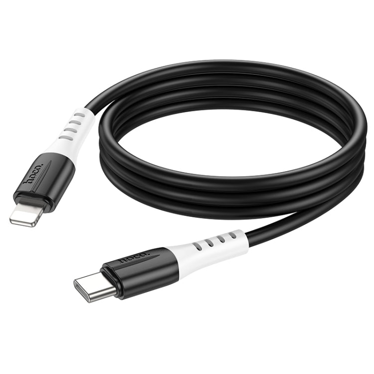 hoco 20W X82 3A PD USB-C / Type-C to 8 Pin Silicone Charging Data Cable,Length: 1m(Black) - 2 in 1 Cable by hoco | Online Shopping South Africa | PMC Jewellery