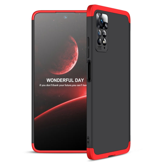 For Xiaomi Redmi Note 11 Pro 4G / 5G Global GKK Three Stage Splicing Full Coverage PC Case(Black Red) - Redmi Note 11 Pro Case by GKK | Online Shopping South Africa | PMC Jewellery