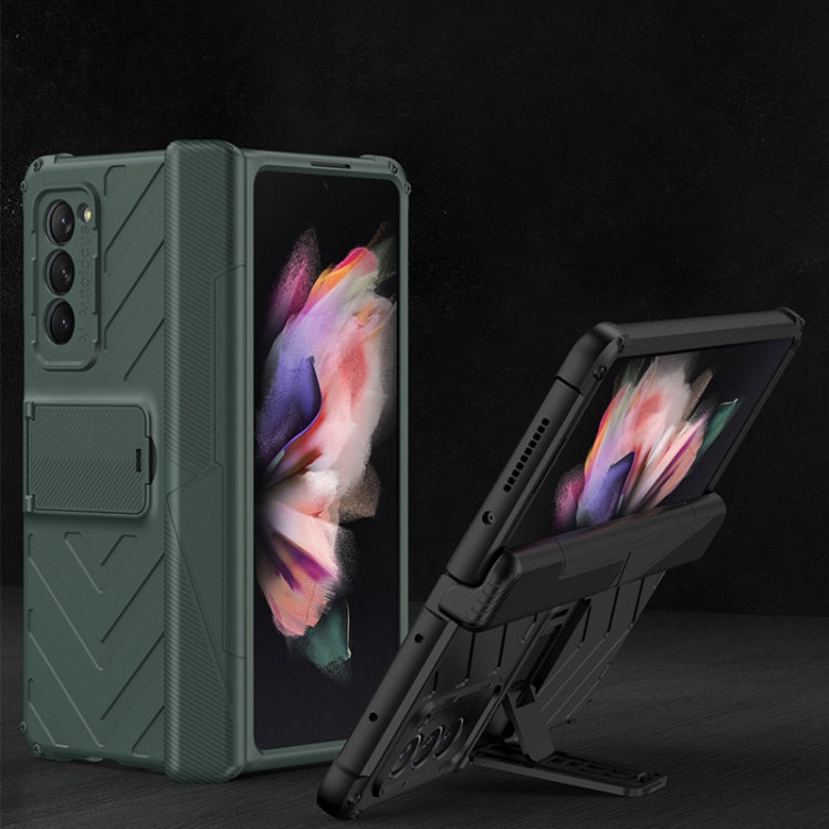 For Samsung Galaxy Z Fold2 5G GKK Integrated Magnetic Armor Flip Phone Case with Holder(Dark Green) - Galaxy Phone Cases by GKK | Online Shopping South Africa | PMC Jewellery