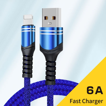 8 Pin 6A Woven Style USB Charging Cable, Cable Length: 1m(Blue) - Normal Style Cable by PMC Jewellery | Online Shopping South Africa | PMC Jewellery