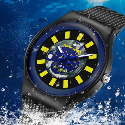 SANDA 3207 Fashion Waterproof  Electronic Sports Watch(Blue+Grey) - Silicone Strap Watches by SANDA | Online Shopping South Africa | PMC Jewellery | Buy Now Pay Later Mobicred