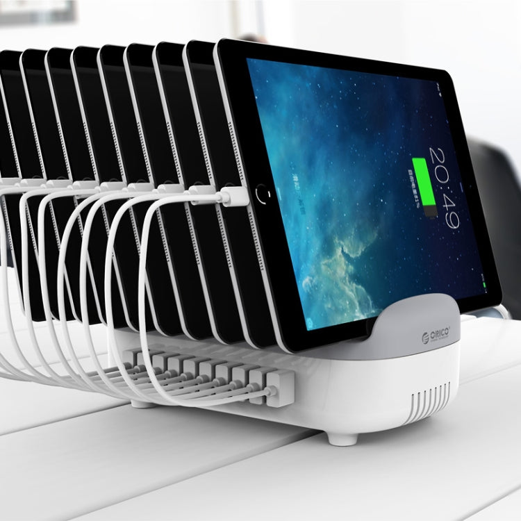 ORICO DUK-10P-DX 120W 5V 2.4A 10 Ports USB Charging Station, AU Plug(White) - Multifunction Charger by ORICO | Online Shopping South Africa | PMC Jewellery | Buy Now Pay Later Mobicred